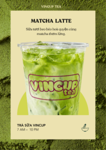 Green and Beige Modern Iced Matcha Grand Opening Poster